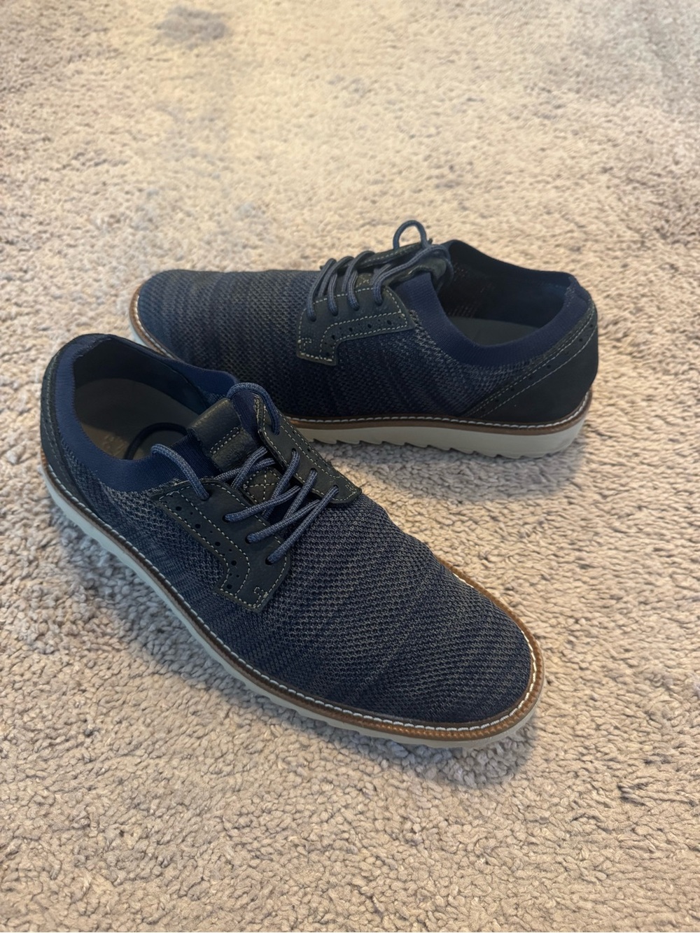 Men's Navy Casual Knit Lace-Up Shoes